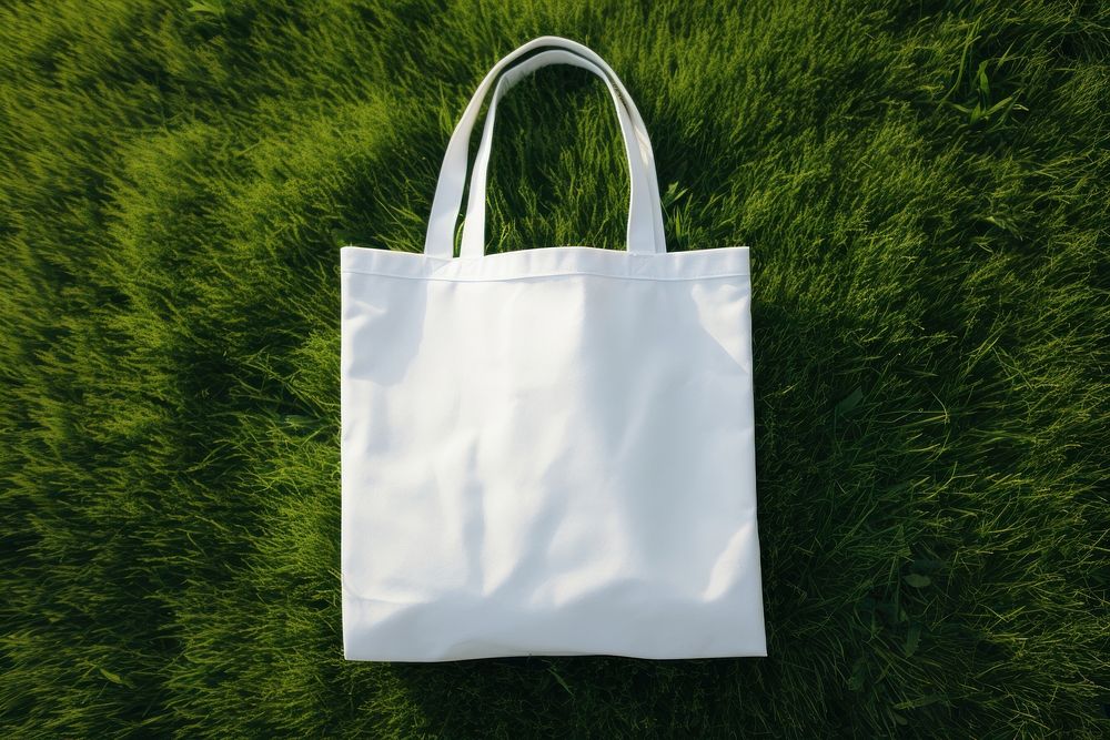 Tote bag handbag grass white. AI generated Image by rawpixel.