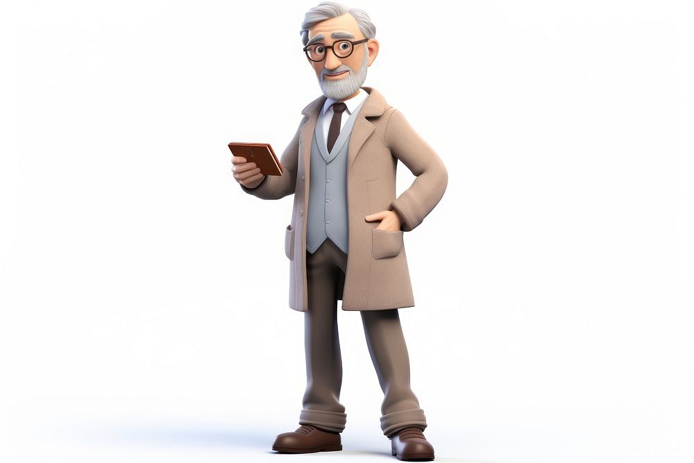 Psychiatrist overcoat cartoon white background. AI generated Image by rawpixel.