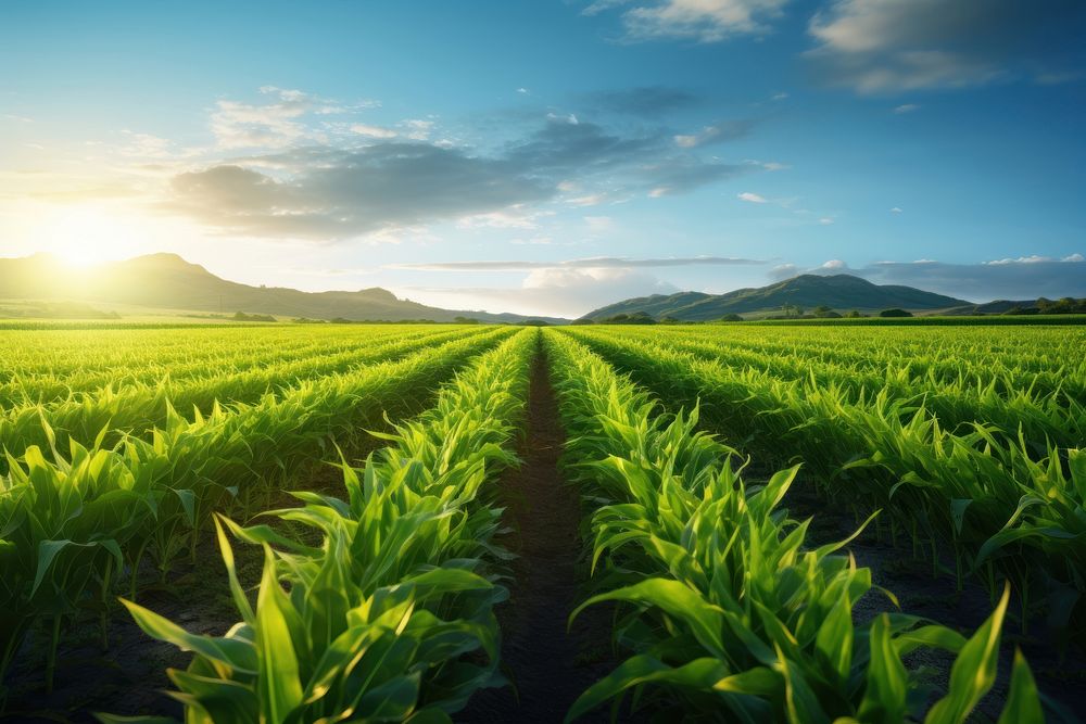 Corn crops horizon agriculture landscape. AI generated Image by rawpixel.