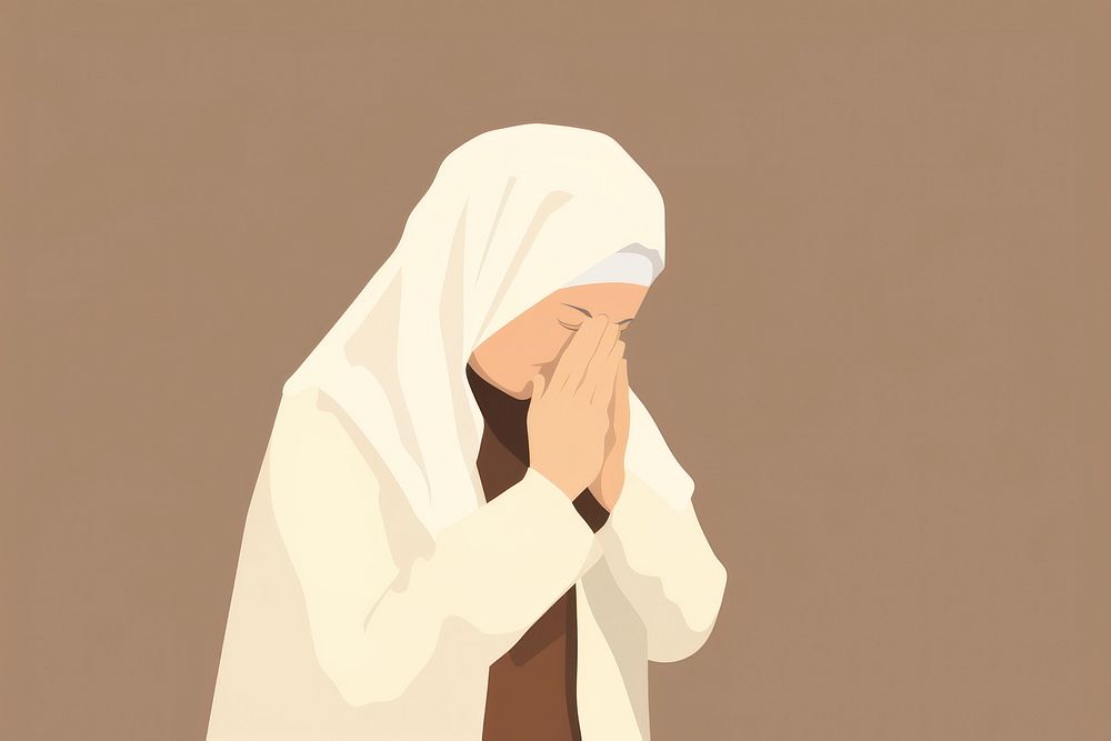 Old woman praying adult spirituality headscarf. AI generated Image by rawpixel.