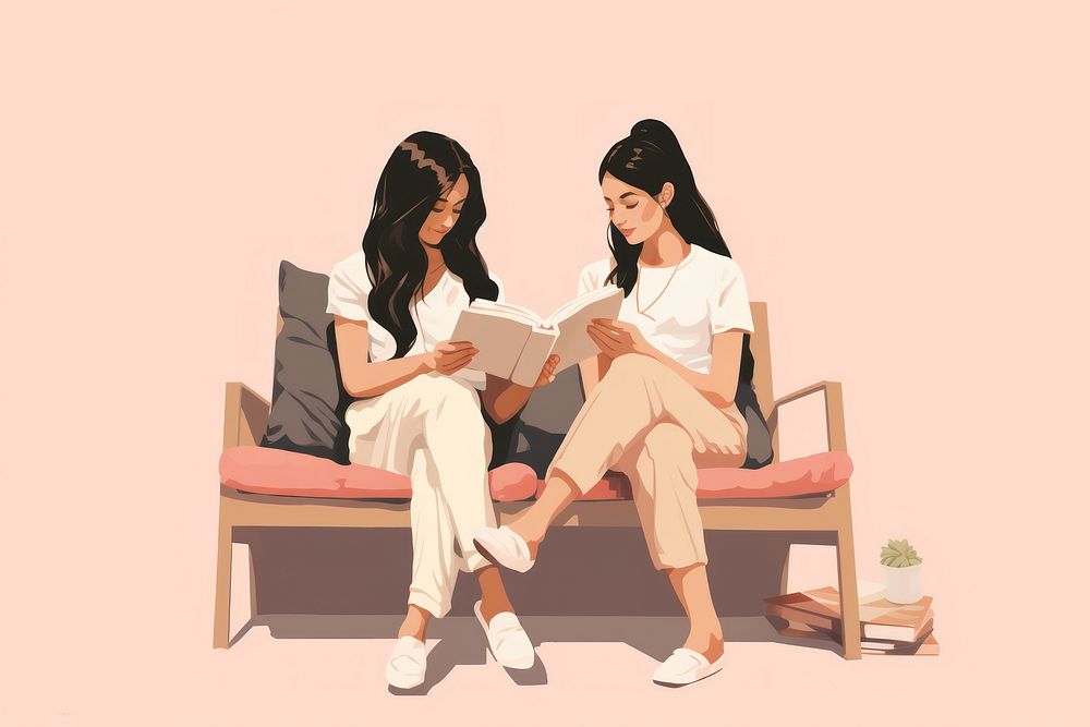 Friends reading adult togetherness publication. AI generated Image by rawpixel.