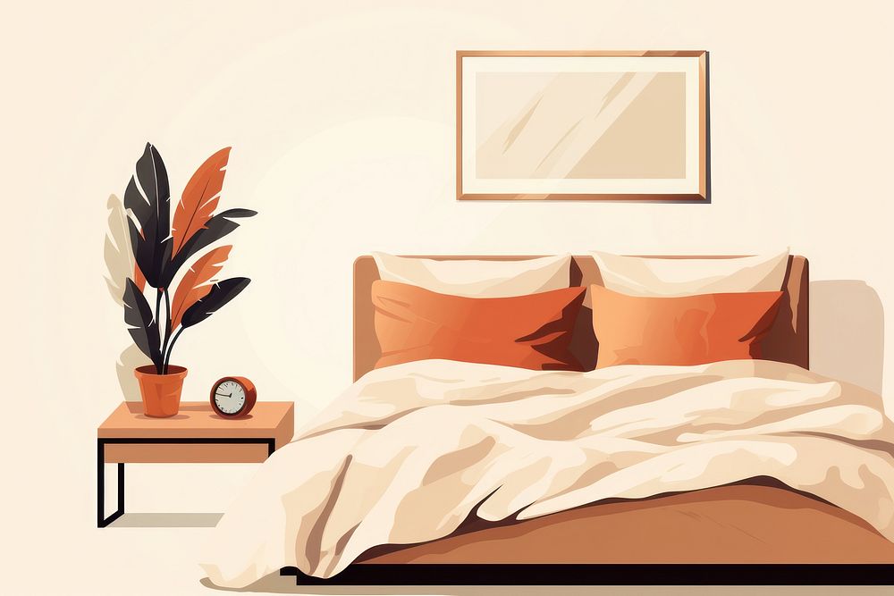 Bedroom furniture cushion pillow. AI generated Image by rawpixel.
