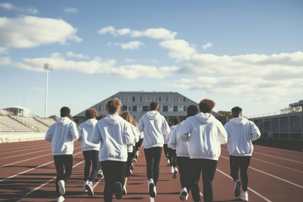 High school students running sports adult white. AI generated Image by rawpixel.