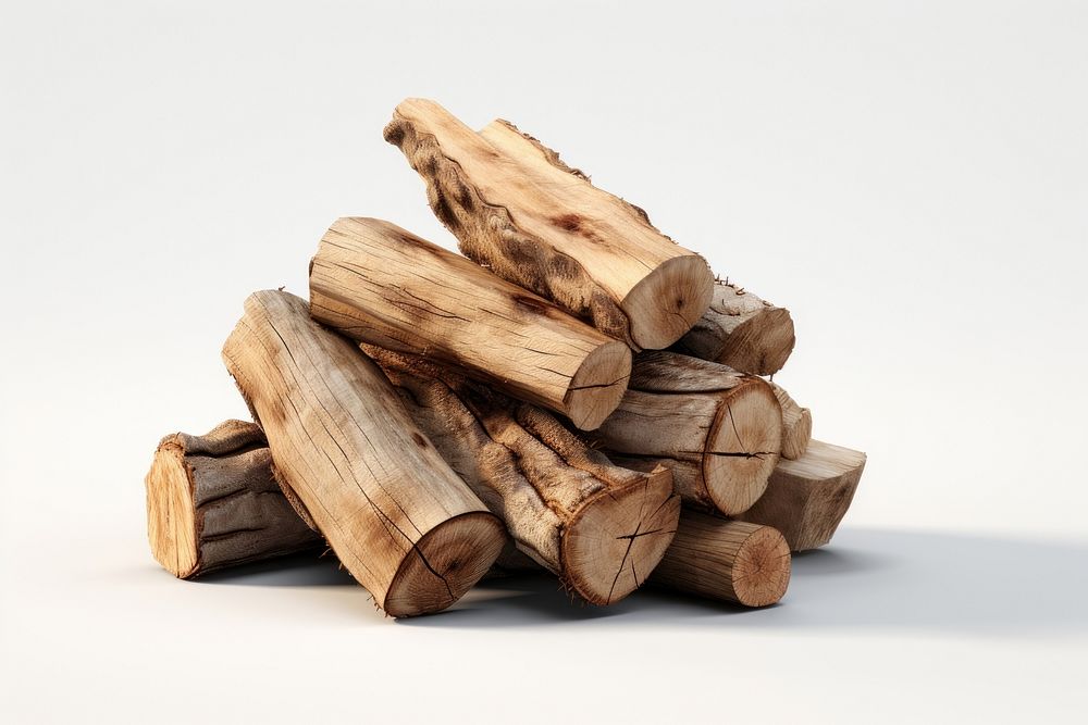 Firewood driftwood lumber white background. AI generated Image by rawpixel.