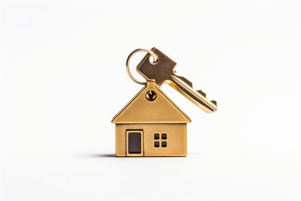 Golden key white background architecture building. AI generated Image by rawpixel.
