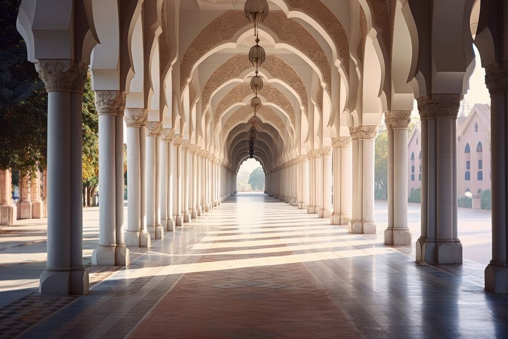 Architecture building corridor spirituality. AI generated Image by rawpixel.
