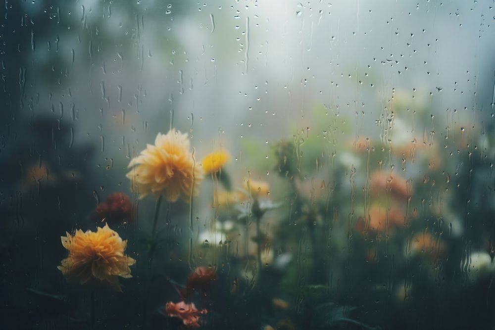 Flower rain raindrop outdoors. AI generated Image by rawpixel.