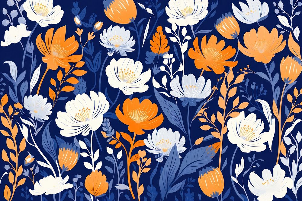 Floral pattern orange color backgrounds creativity. AI generated Image by rawpixel.