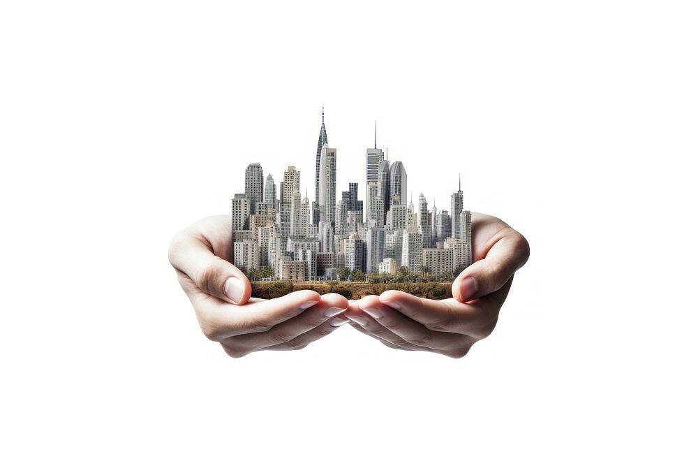 Hand carrying city architecture cityscape building. AI generated Image by rawpixel.