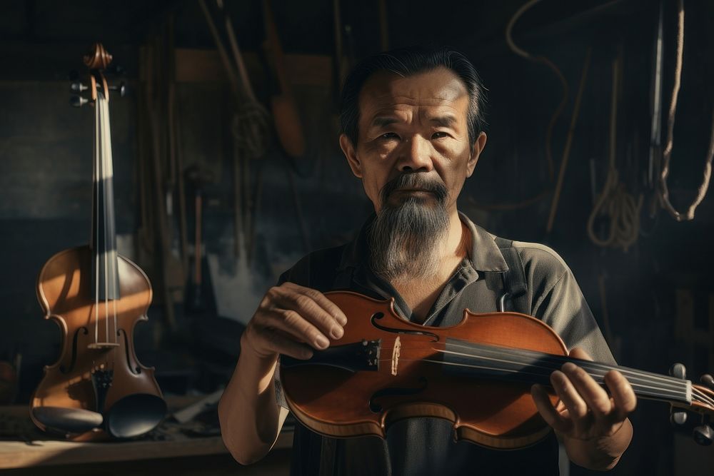 Violin maker musician adult concentration. AI generated Image by rawpixel.