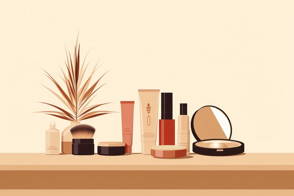 Cosmetics bottle table container. AI generated Image by rawpixel.