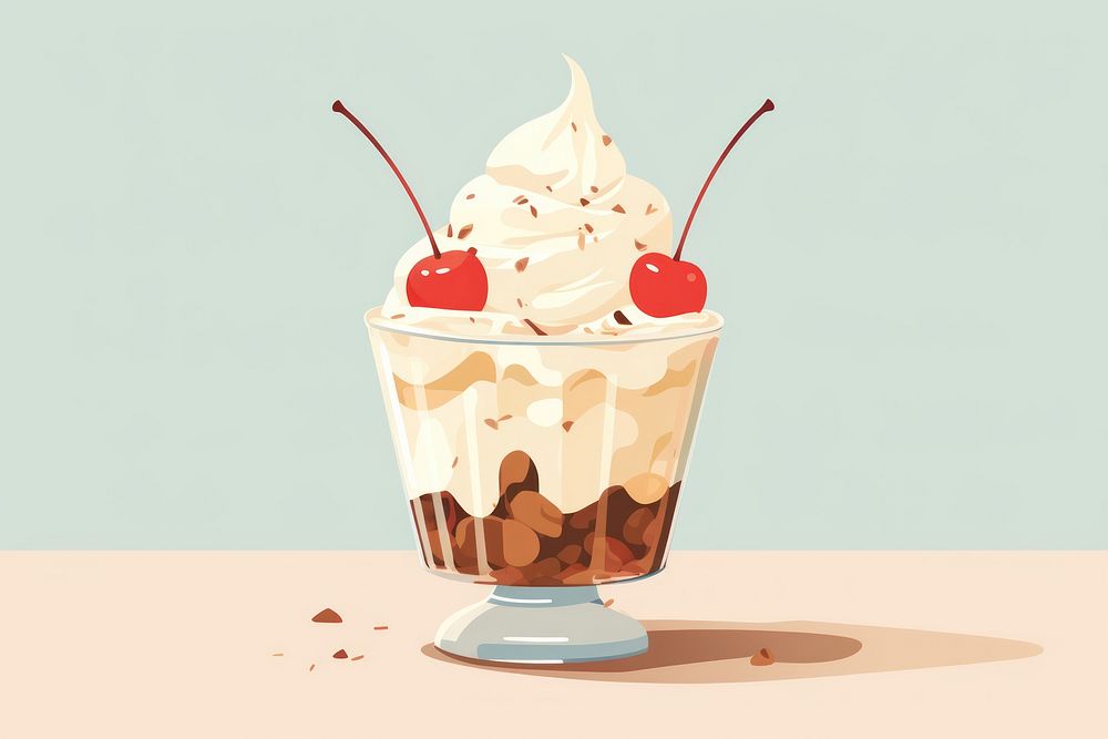 Ice cream sundae dessert food refreshment. 