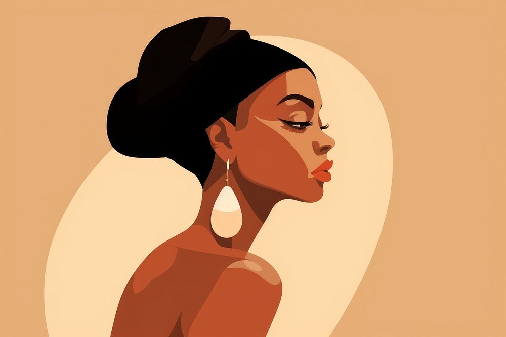 African american portrait earring drawing. AI generated Image by rawpixel.