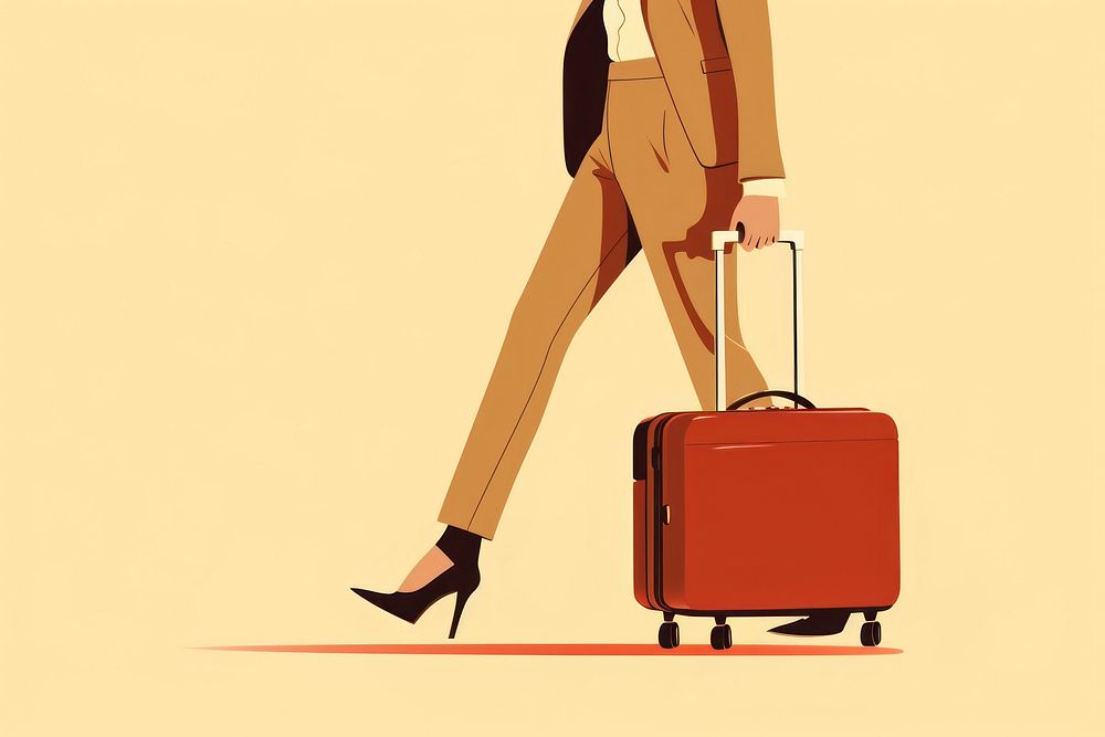 Woman drag luggauge suitcase footwear luggage. AI generated Image by rawpixel.