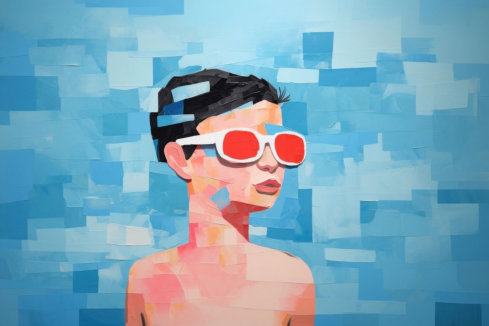 Art portrait swimming glasses. AI generated Image by rawpixel.