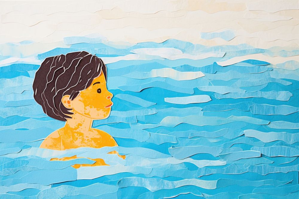 Swimming art painting bathing. AI | Free Photo Illustration - rawpixel
