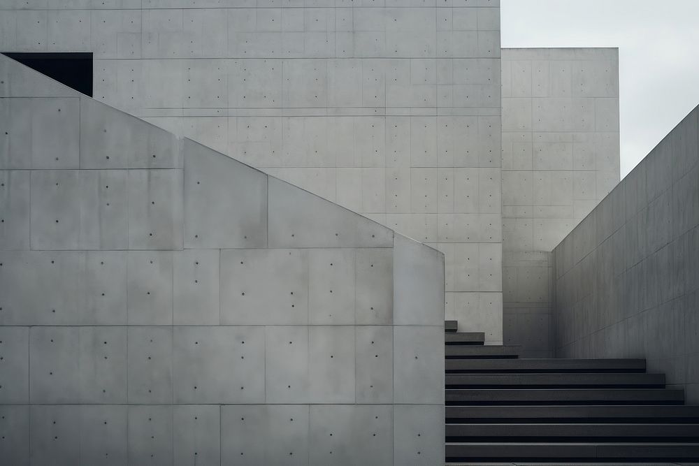 Brutalism architecture staircase building concrete. AI generated Image by rawpixel.
