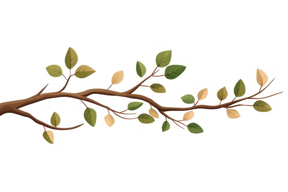 Tree branch plant leaf white background. AI generated Image by rawpixel.