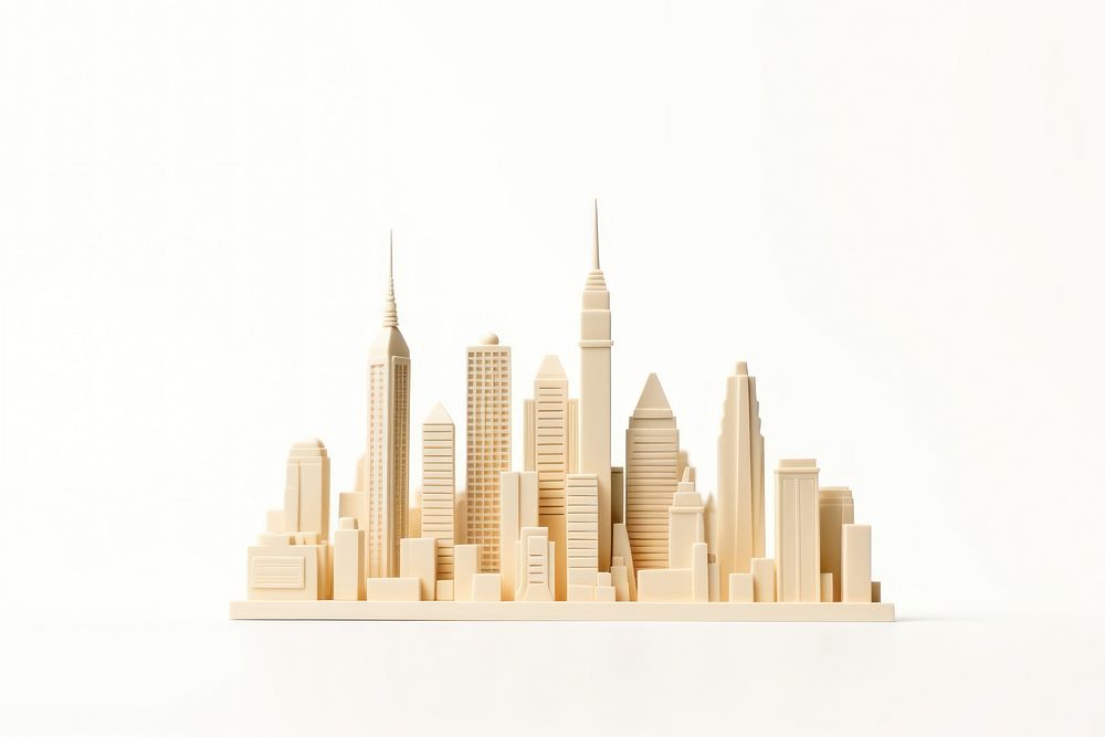 Cityscape architecture building white background. AI generated Image by rawpixel.