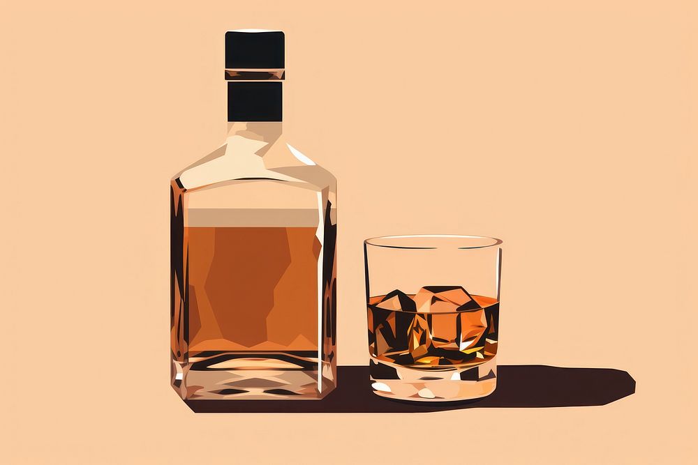 Whiskey bottle glass whisky drink. AI generated Image by rawpixel.