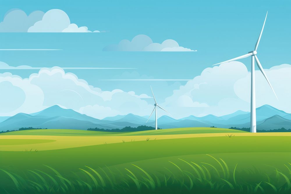 Turbine grass outdoors windmill. AI generated Image by rawpixel.