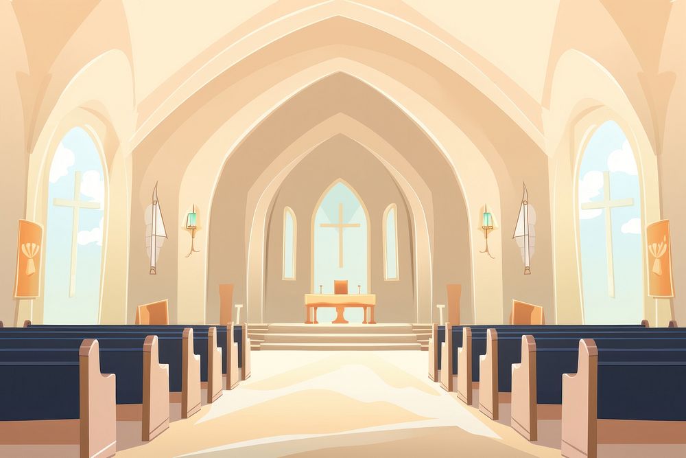 Church interior architecture building spirituality. AI generated Image by rawpixel.
