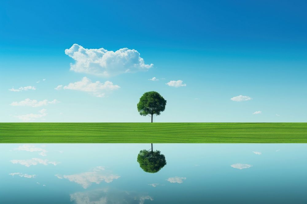 Sky reflection landscape green outdoors. AI generated Image by rawpixel.