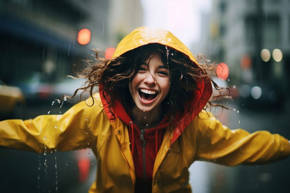Raincoat adult happy face. AI generated Image by rawpixel.