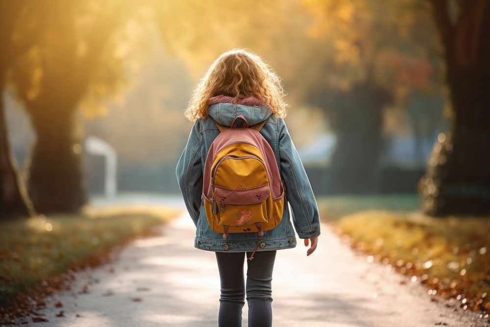Backpack walking girl backpacking. AI generated Image by rawpixel.