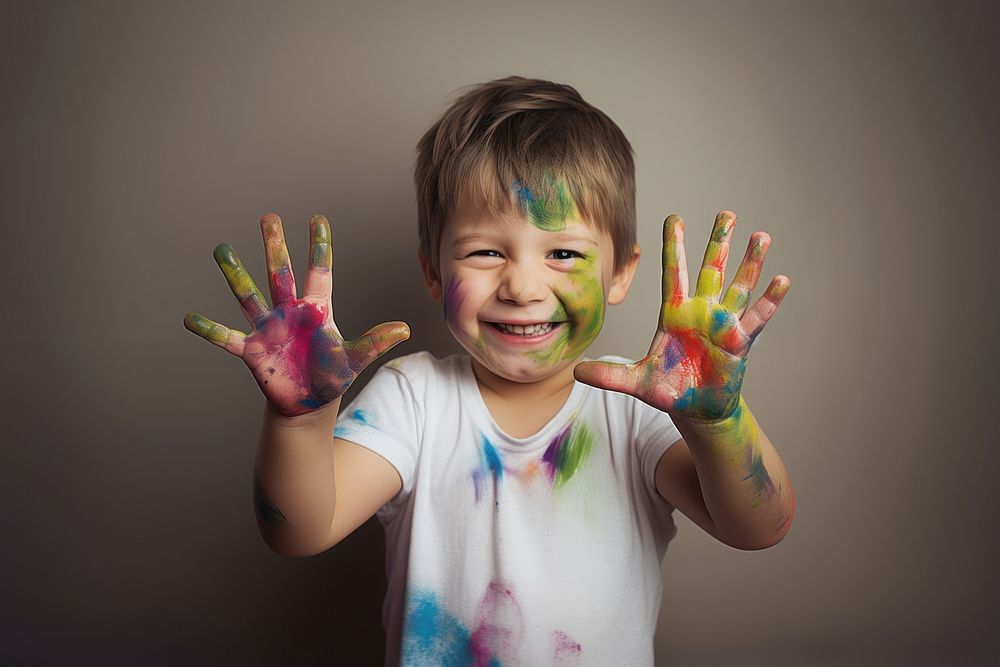 Smile hand portrait child. AI generated Image by rawpixel.