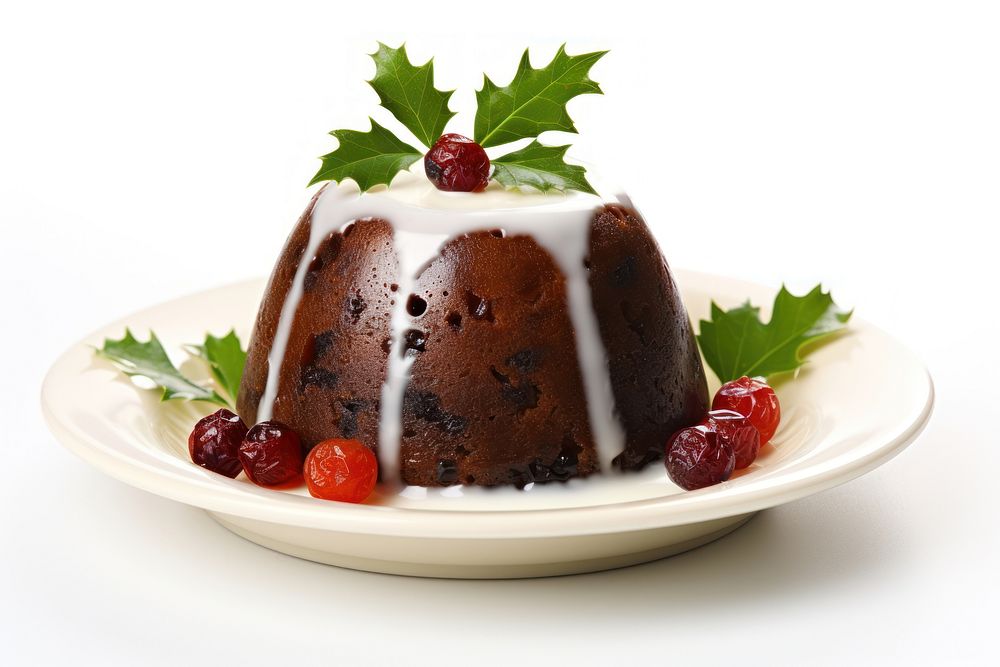 Christmas pudding chocolate dessert fruit. AI generated Image by rawpixel.
