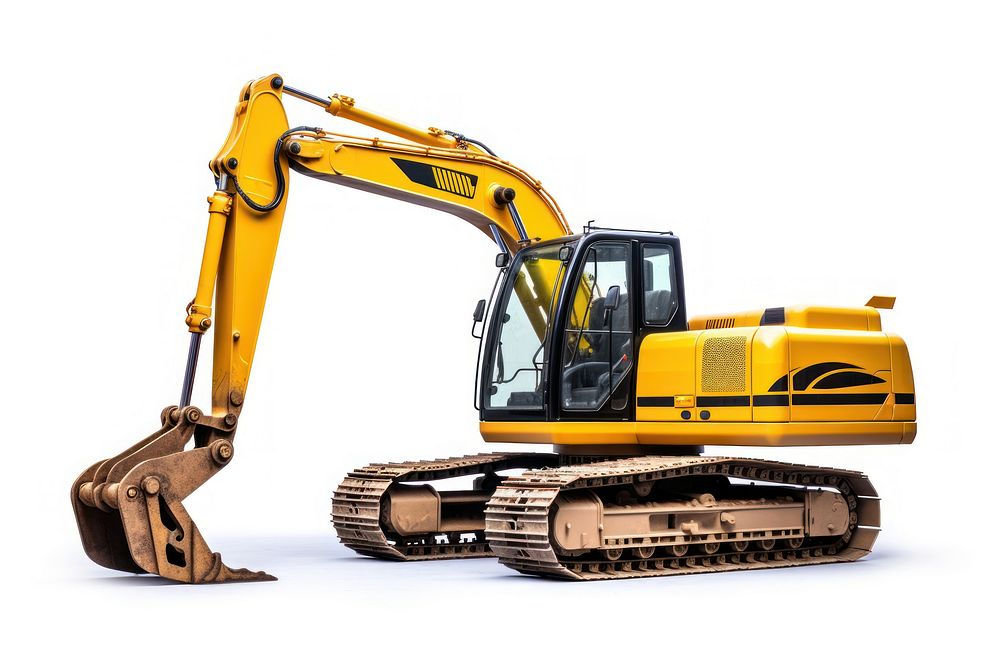 Excavator  white background construction. AI generated Image by rawpixel.