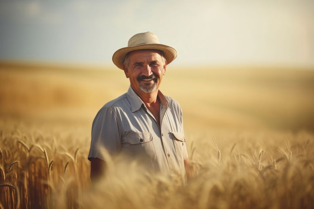 Farmer portrait outdoors nature. 