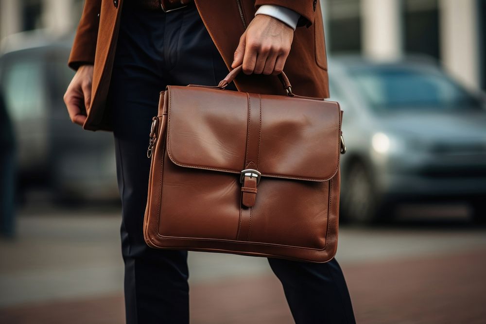 Bag briefcase handbag leather. AI generated Image by rawpixel.