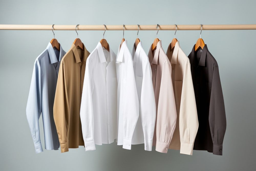 Men shirts hanging sleeve clothesline. 