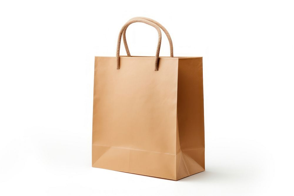 Paper shopping bag handbag white background accessories. AI generated Image by rawpixel.