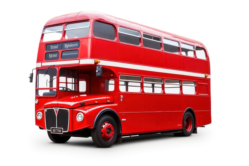 Red bus vehicle white background transportation. AI generated Image by rawpixel.