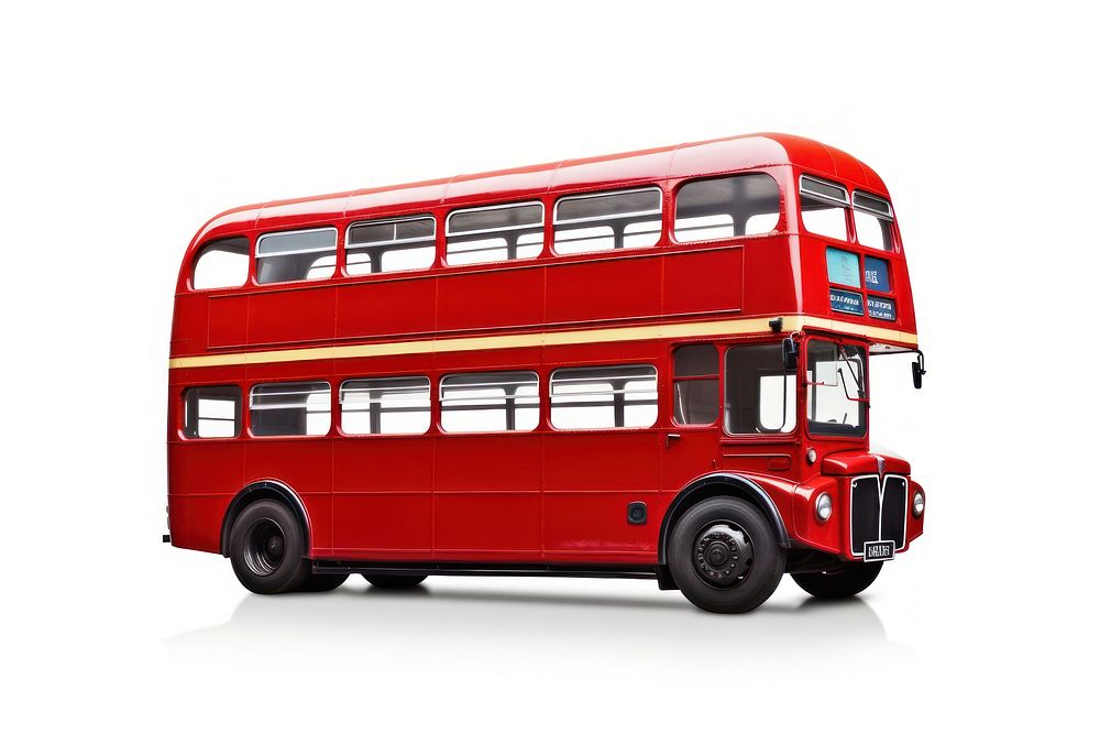 Red bus vehicle white background transportation. AI generated Image by rawpixel.