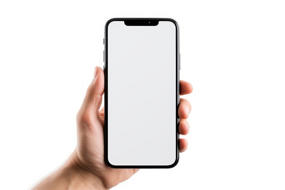 Phone hand white background photographing. AI generated Image by rawpixel.