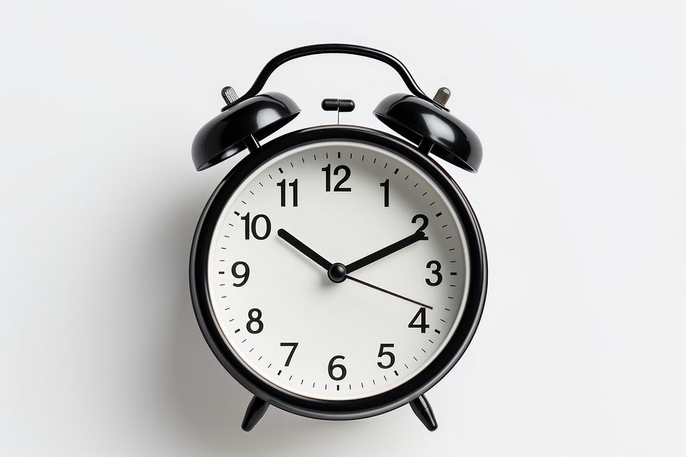 Alarm clock white background furniture deadline. 