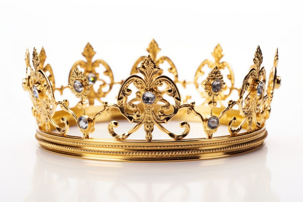 Gold crown jewelry white background celebration. AI generated Image by rawpixel.