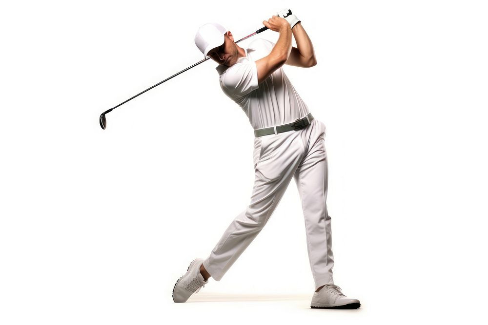 Golfer finish Swing sports adult white background. AI generated Image by rawpixel.