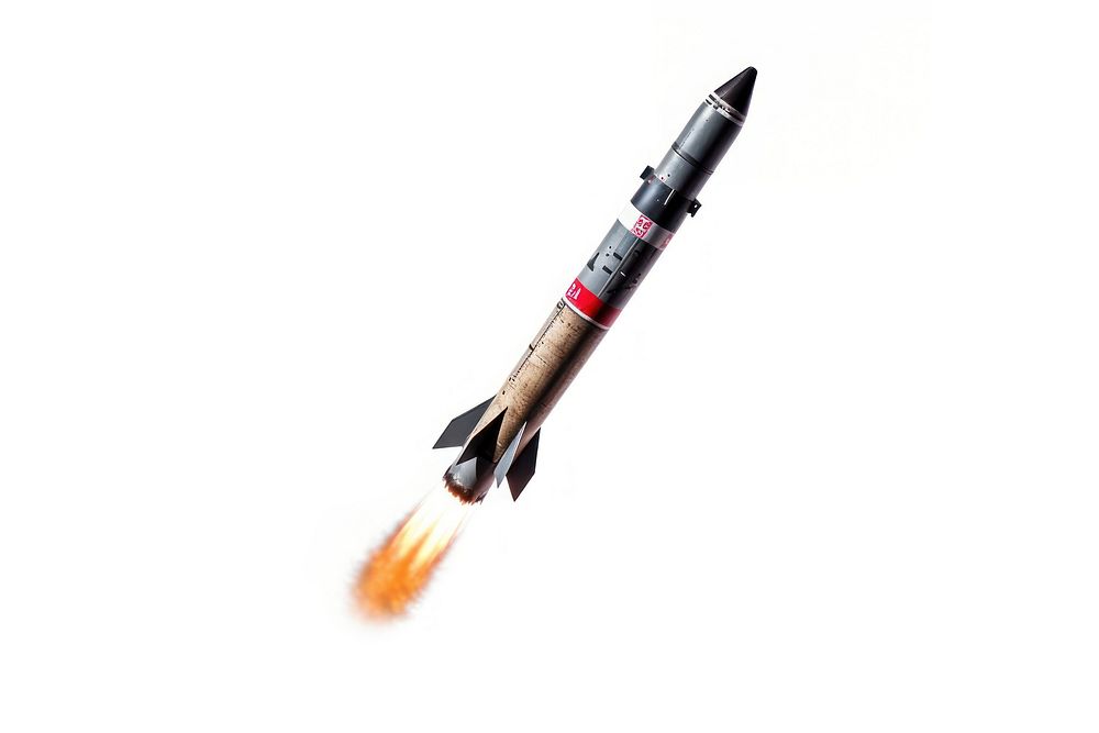 Missile rocket white background ammunition. AI generated Image by rawpixel.