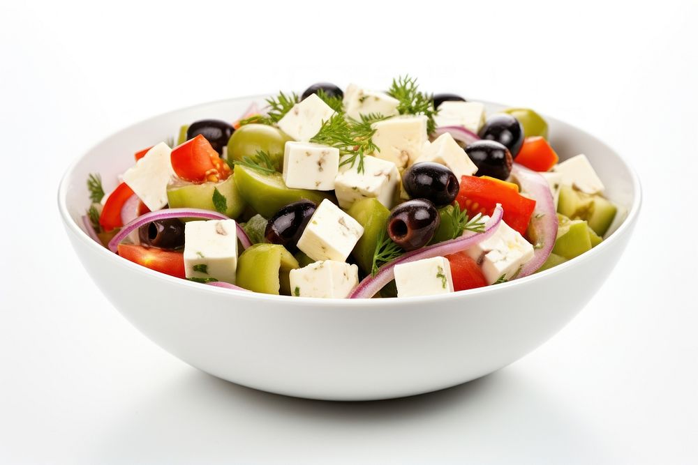 Vegetables salad cheese olive plate. AI generated Image by rawpixel.