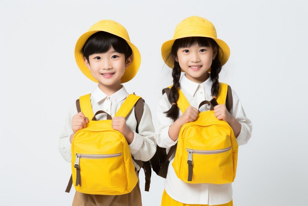 Backpack student school yellow. 