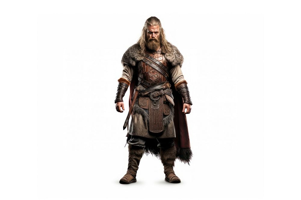 Viking adult white background portrait. AI generated Image by rawpixel.