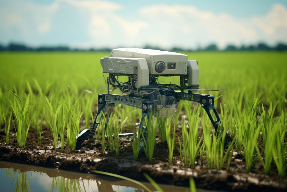 Rice farmer robot plant agriculture outdoors. 