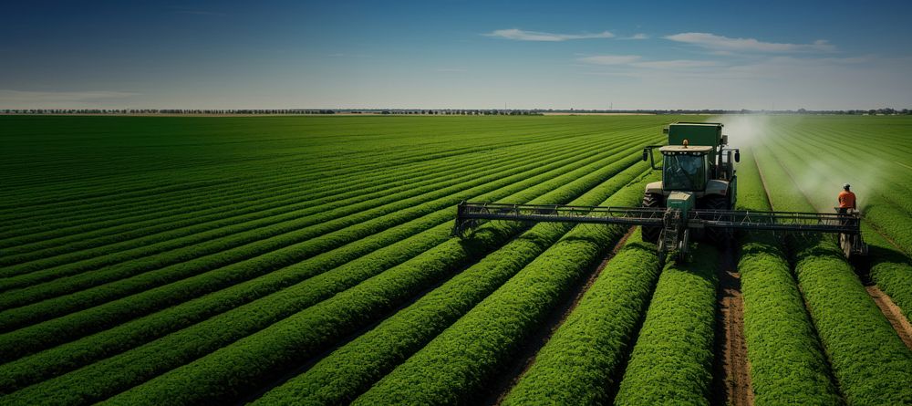 Green crops harvesting outdoors horizon. AI generated Image by rawpixel.