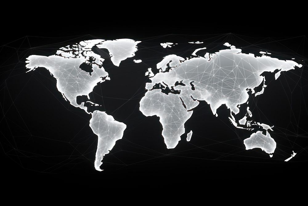 Worldmap diagram space black. AI generated Image by rawpixel.