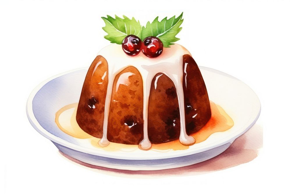 Christmas pudding dessert plate food. AI generated Image by rawpixel.